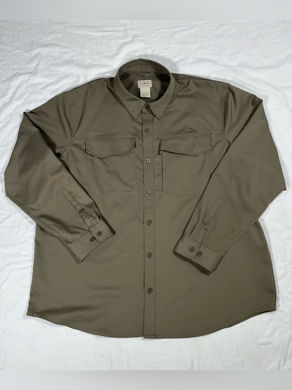 L.L. Bean Olive Utility Button-Down Shirt Men’s XXL